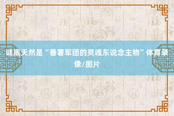 谜底天然是“番薯军团的灵魂东说念主物”体育录像/图片