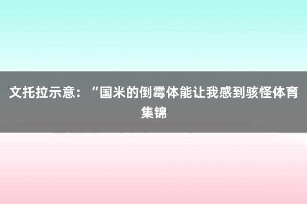 文托拉示意：“国米的倒霉体能让我感到骇怪体育集锦