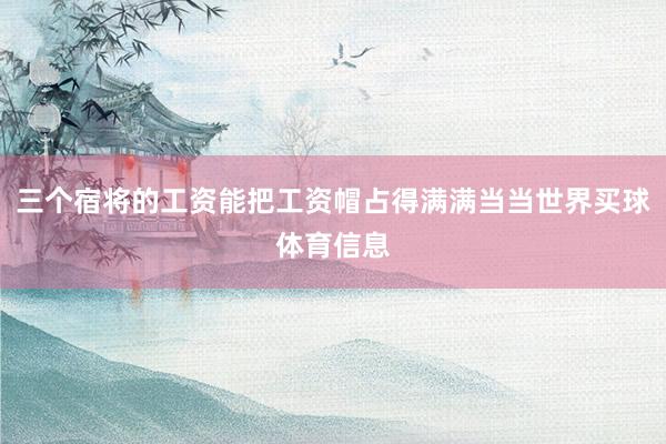 三个宿将的工资能把工资帽占得满满当当世界买球体育信息