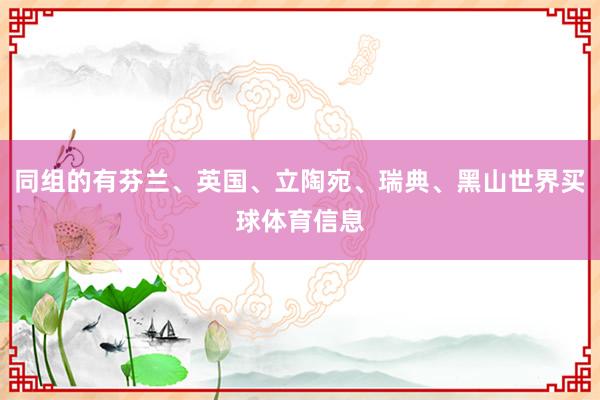 同组的有芬兰、英国、立陶宛、瑞典、黑山世界买球体育信息