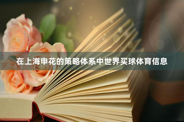 在上海申花的策略体系中世界买球体育信息