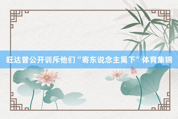 旺达曾公开训斥他们“寄东说念主篱下”体育集锦